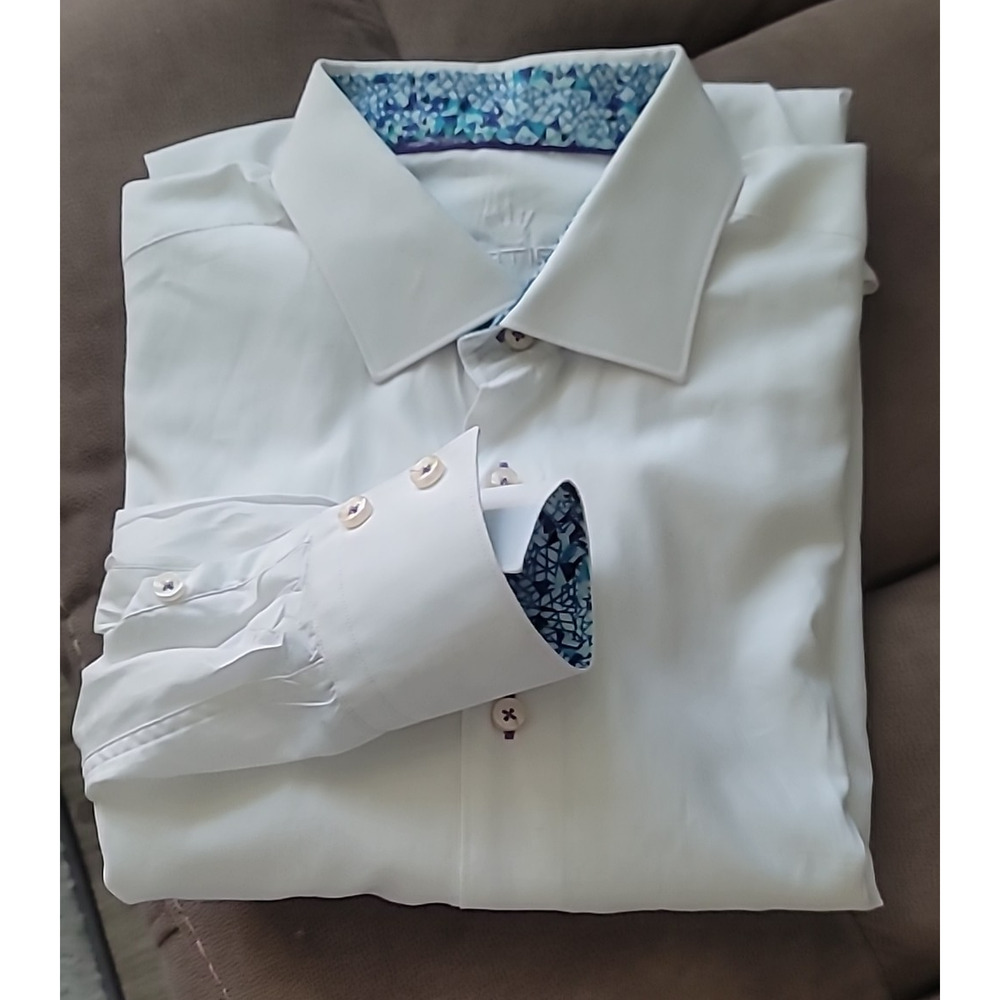 Bertigo Dress Shirt Men's US X Large EU 5 Geometric Flip Cuff Preppy
